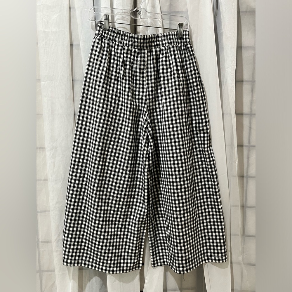 LOMON Black & White Gingham PLAID Wide Leg BOXER Pants WOMEN S - Picture 6 of 10